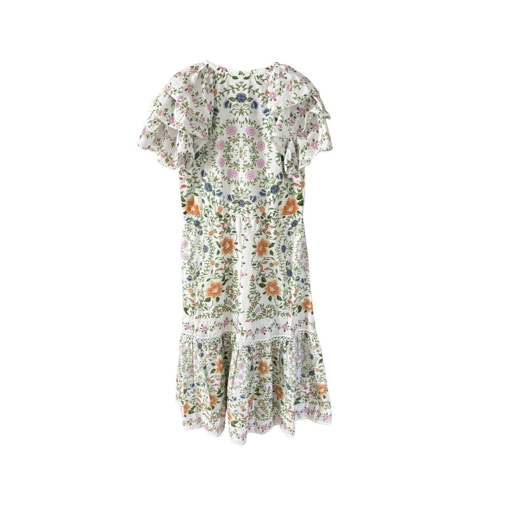 Farm Rio Folk Floral Lace Midi Dress Off White Size Medium - Picture 11 of 16